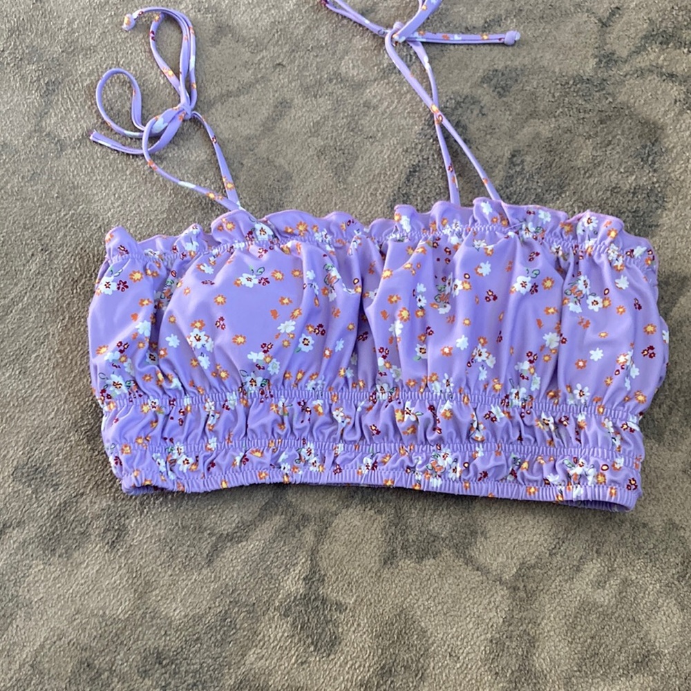 Zaful Purple Floral Bikini Top